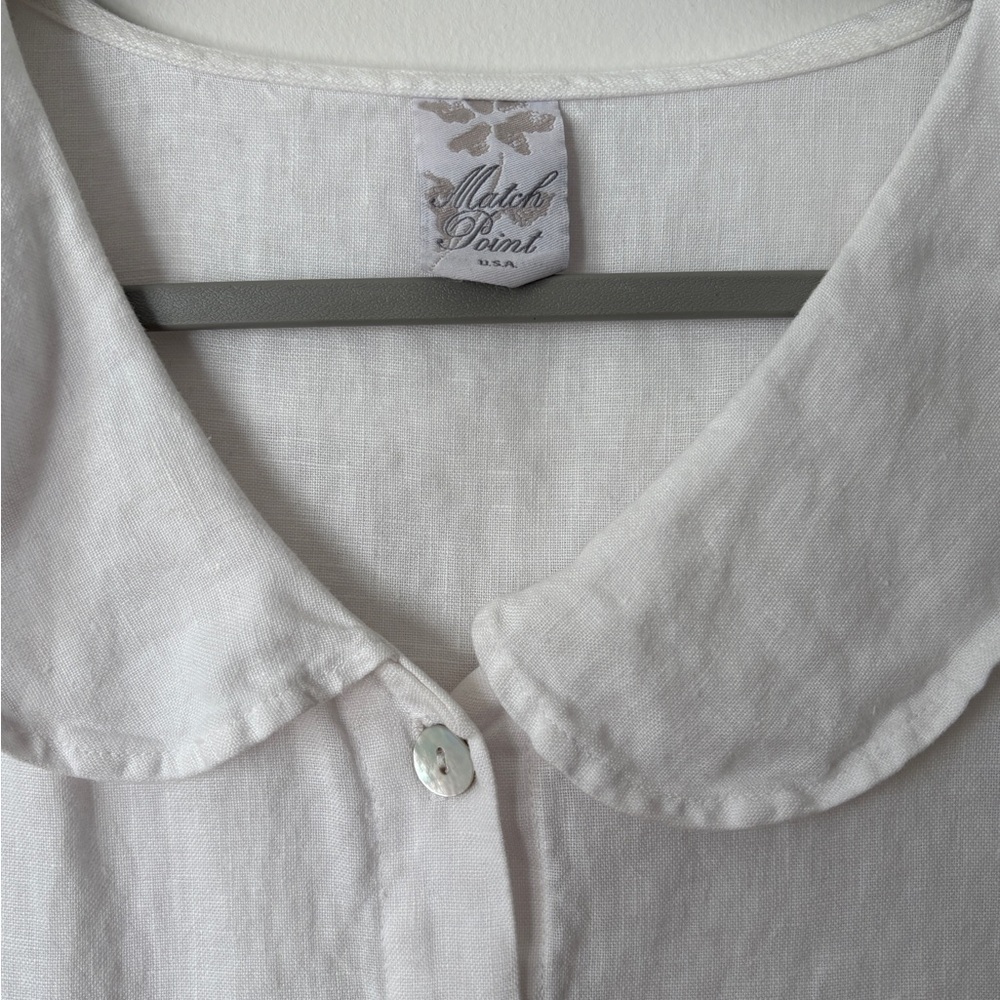 Beautiful white 100% linen blouse women’s - Picture 3 of 4